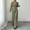 Army Green, variant on Womens Two Piece Outfit Long Sleeve Breasted Blazer High Waist Straight Leg Pants formal Business Suit Khaki XL(XL)