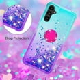thumbnail image 5 of Clear Case for Samsung Galaxy A14 5G with Kickstand for Girls Women, Liquid Glitter Sparkle Bling Cute Case Gradient Quicksand Cover for Samsung Galaxy A14 5G JB Bluish Violet, 5 of 16