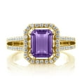 thumbnail image 3 of Gem Stone King 2.78 Ct Octagon Purple Amethyst 18K Yellow Gold Plated Silver Ring, 3 of 6