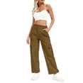 thumbnail image 5 of JWD Womens Parachute Cargo Pants with Pockets Quick Dry Hiking Pants Lightweight Water-Resistant Baggy Joggers Army Green S, 5 of 8