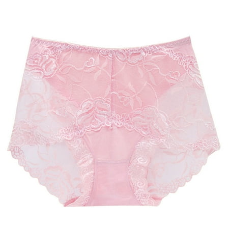 

ZMHEGW Panties For Womens Mid High Waist Lace Transparent Seamless Large Size Lift Women Underwear Boyshort 3 Pack
