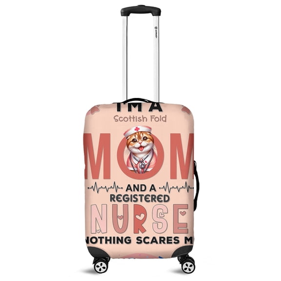 I'm a Scottish Fold Mom and a Registered Nurse Nothing Scares Me Travel Luggage Cover Cat Lover Kitten Owner Gifts Suitcase Dust Protective Decor - 00002