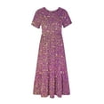 thumbnail image 5 of Wycnly Summer Dresses for Women Cocktail Dresses for Women Loose Flowy Pleated Swing Tunic Long Dresses with Pocket Women Formal Floral Print Crewneck Short Sleeve Maxi Sundresses, 5 of 5