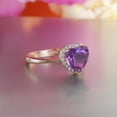 thumbnail image 3 of Natural 925 Sterling Silver Heart Cut Amethyst Twist Wedding Ring February Birthstone Ring, 3 of 4