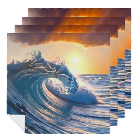 

Facannap Sunrise Waves Cloth Napkins Set of 6 Hotel Home Banquet Atmosphere Embellishment Polyester Reusable Machine Washable Fabric for Events 4 PCS