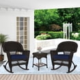 thumbnail image 3 of Jeco 3pc Wicker Rocker Chair Set in Espresso with Blue Cushion, 3 of 10
