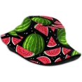 thumbnail image 2 of 1Pc/2Pcs Bucket Hat Fisherman Summer Sun Hat Reversible Cap Watermelon Pattern Hat, 2 of 5