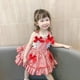 thumbnail image 4 of Vestido de fiesta de estilo coreano de verano con escote cuadrado y estampado a cuadros para niñas, vestido sin mangas con lazo y encaje, vestidos de verano para niñas, 4 of 5