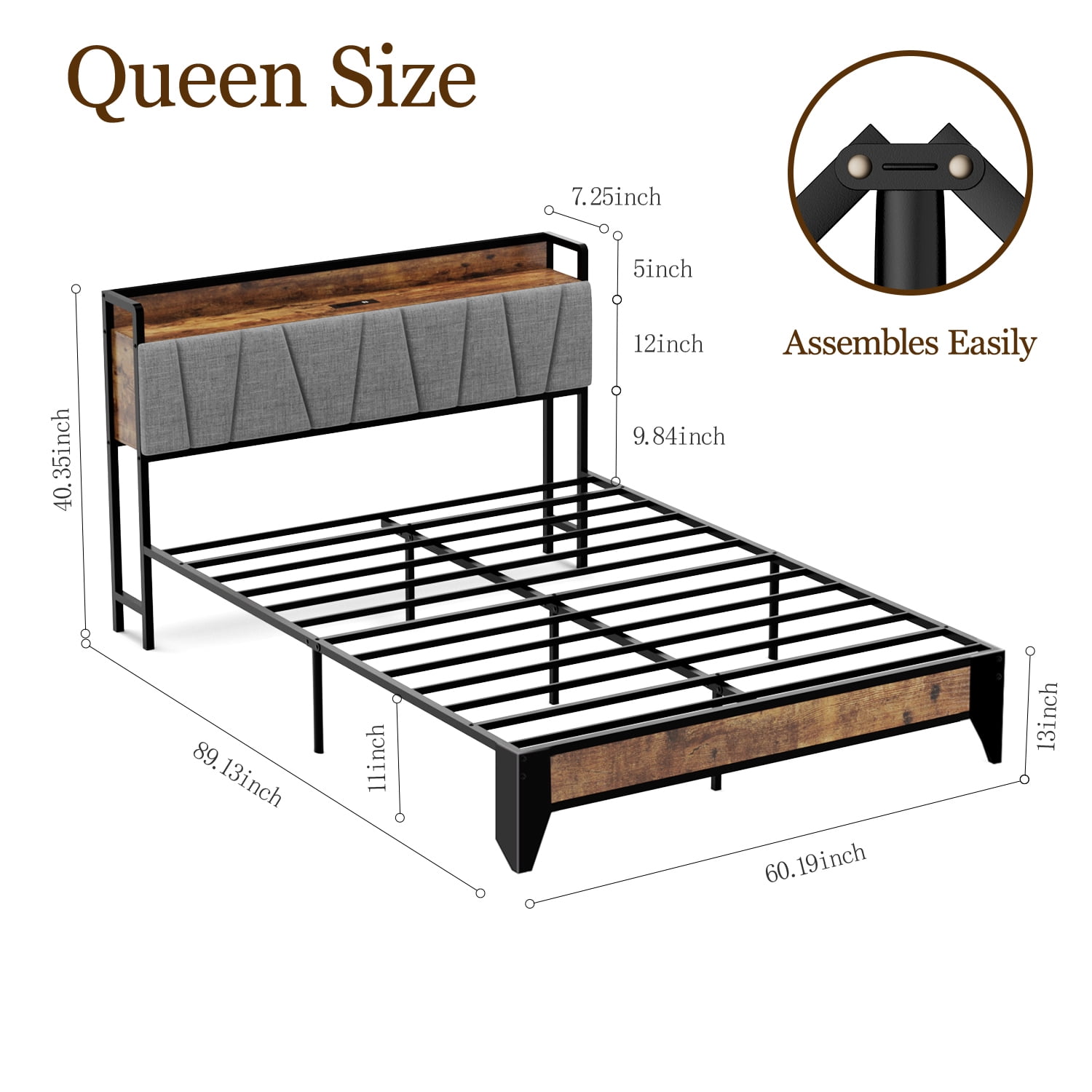 Behost Platform Beds,Queen Bed Frame with Fabric Upholstered Headboard