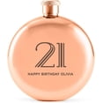 thumbnail image 1 of Weddingstar Customizable Rose Gold Stainless Steel Round Hip Flask \u2013 Vintage Glam Text Engraving, 1 of 3