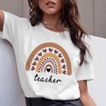thumbnail image 3 of Camiseta de profesora de arcoíris, moda de verano, Harajuku, viento, letras de arcoíris, camiseta de manga corta de talla grande, Tops de tendencia para mujer, 3 of 5