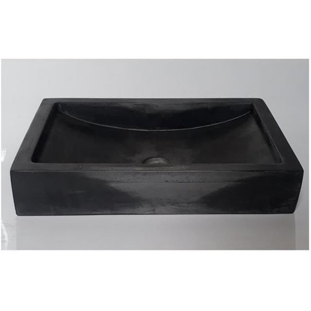 Eden Bath EB-N008CB 22 in. Shallow Wave Concrete Rectangular Vessel Sink - Charcoal
