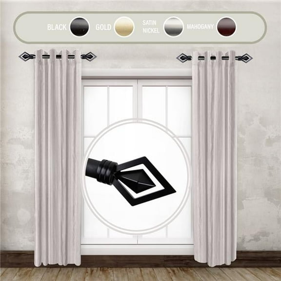 Central Design SIDE100-69-2 1 in. Lance Side Curtain Rod Set for 12 to 20 in. Winodws, Black - Set of 2