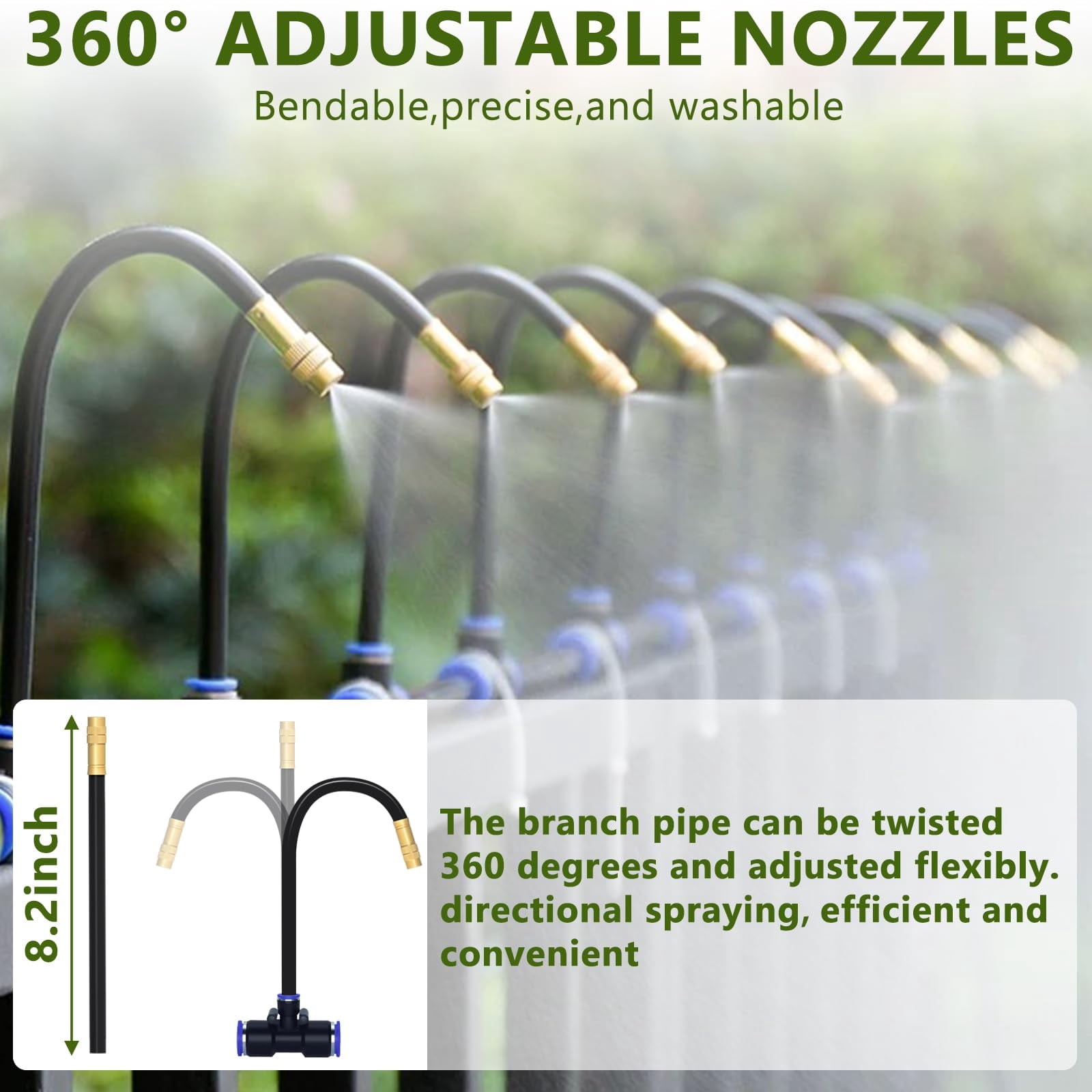 65.6ft/20m Drip Irrigation System  360° Bendable For Garden Watering With Quick Connector And Adjustable Nozzles Kit Greenhouse Yard Plants