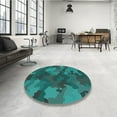 thumbnail image 3 of Ahgly Company Indoor Square Patterned Medium Teal Green Area Rugs, 7' Square, 3 of 6