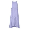 thumbnail image 5 of Mohiass Solid Color Halter Ruffle Maxi Dress for Women Sleeveless Casual 2024 Ruched Long Dress Light Purple M, 5 of 9