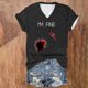 thumbnail image 1 of Fiudx Ofertas Del Día Camiseta de Manga Corta con Cuello En V y Estampado de Halloween para Mujer, 1 of 3