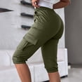 thumbnail image 5 of biudgviw Capri Cargo Pants for Women Outdoor Hiking Knee Length Capris Elastic High Waisted Lightweight Summer Travel Pants with Pockets, 5 of 7