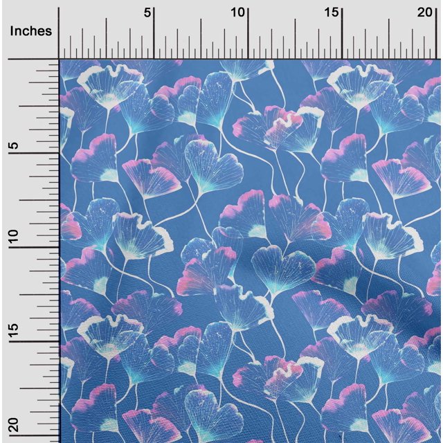 oneOone Tissu Polyester Lycra Bleu Fleur Aquarelle Matériel de Robe Tissu Imprimé Tissu au Mètre 56 Pouces de Large