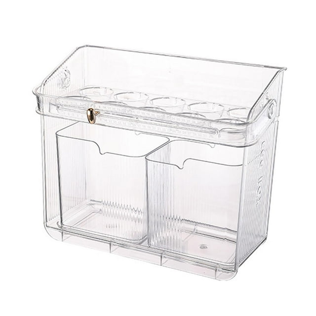 Contenedor para huevos con asa y temporizador. También escurreplatos y soporte multiusos para huevos. blanco