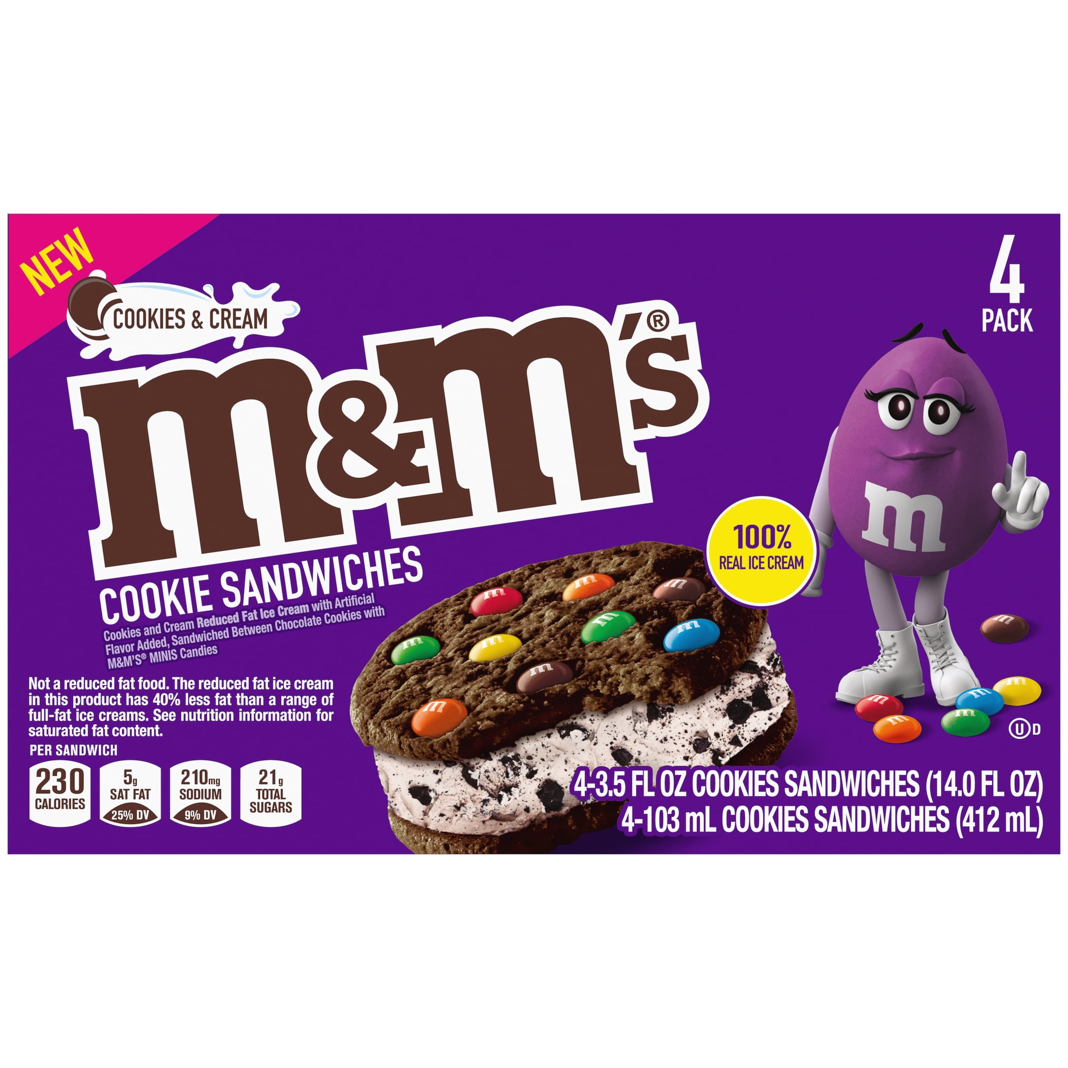 M&M's® Cookie Sandwich With Chocolate Ice Cream - 4 oz at Menards®