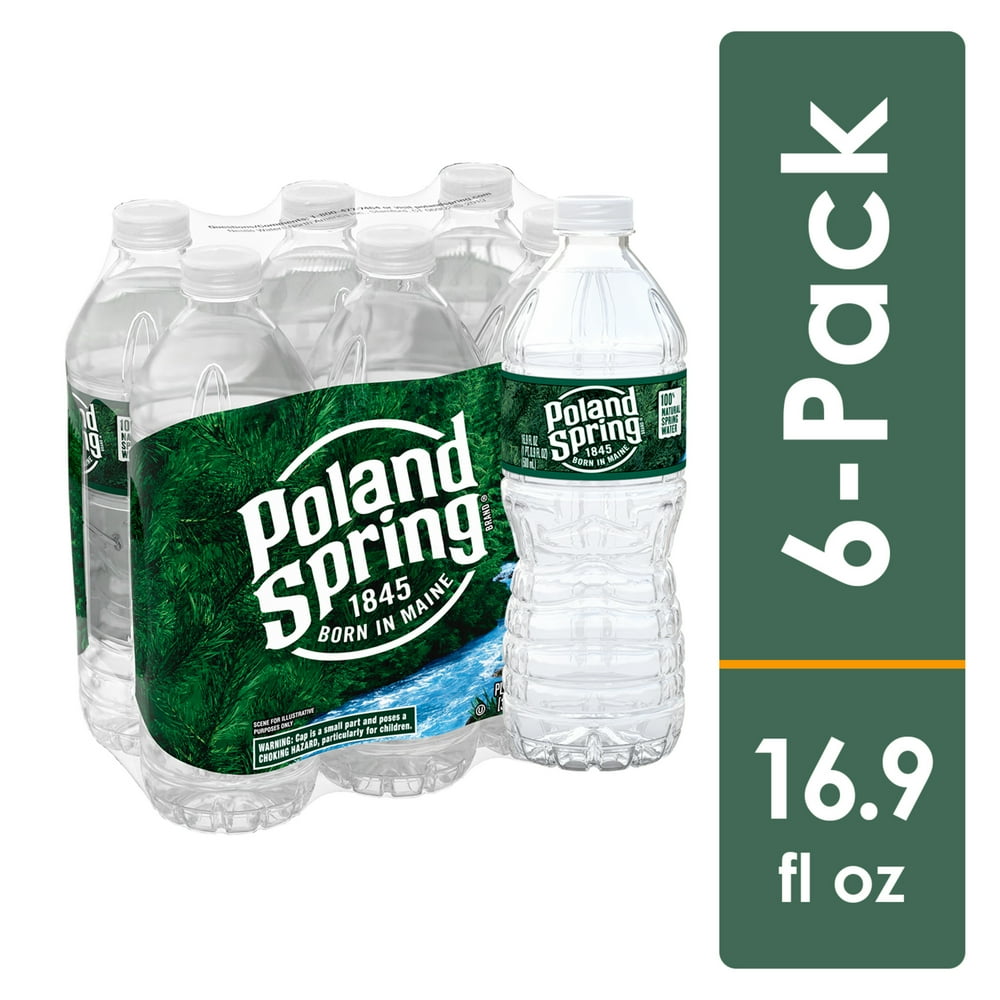 POLAND SPRING Brand 100 Natural Spring Water, 16.9ounce plastic bottles (Pack of 6) Walmart