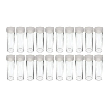 (20) Edgar Marcus Brand Round Clear Plastic (Nickel) Size Coin Storage Tube Holders with Screw on Lid