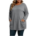 thumbnail image 4 of yillto S-5XL Womens Tops Basic Long Sleeve Blouse Fall Trendy Loose Casual Crew Neck Plus Size Top, 4 of 7