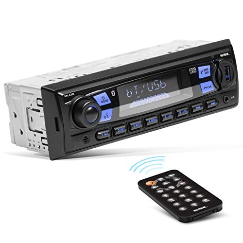Sound Storm Laboratories ML43B Car Audio Stereo – Single Din, Bluetooth, No CD DVD Player, AM/FM Radio Receiver, Wireless Remote Control, Push To Talk “Hey Siri” - “Hey Google”
