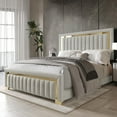 thumbnail image 2 of Home Design Olathe Twin Upholstered Panel Bed Frame with Channel-Tufted Headboard and Gold Acrylic Strip Accents, Light Gray, Easy Assembly, 2 of 12