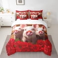 thumbnail image 2 of YST Pink Pig Comforter Set, 7-Piece, Romantic Flowers & Farm Animals, King Size, 2 of 5