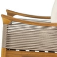 thumbnail image 4 of Christopher Knight Home Boho Outdoor Rope Lounge Chair with Thick Cushion, Solid Wood, Teak+Beige, Set of 2, 4 of 13