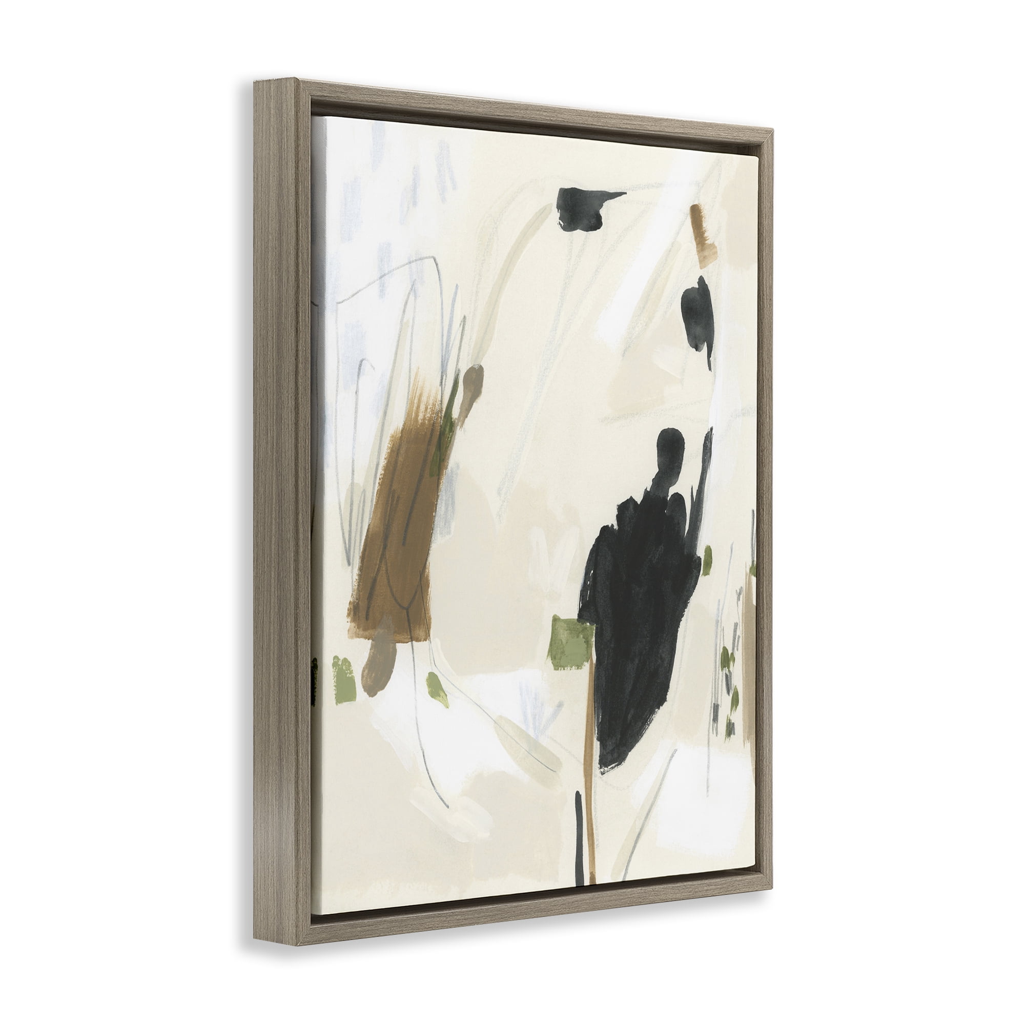 Stupell Industries Subdued Neutral Abstract Abstract Painting Brown Floater Framed Canvas Art Print Wall Art, 25 x 31