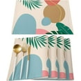 thumbnail image 2 of Placemats Set of 4,Non Slip Washable Table Mats Set, Abstract Geometric Shapes with Sun and Tropical Leaves Table Placemats for Kitchen Dining Table,Wedding Holiday Party Decoration, 2 of 6
