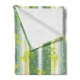 thumbnail image 2 of Striped Soft Flannel Fleece Throw Blanket, Mimosa Spring Flower Leaves on Striped Back March Blossoms Feminine Design Art, Cozy Plush for Indoor and Outdoor Use, 50" x 70", Yellow Green, by Ambesonne, 2 of 5
