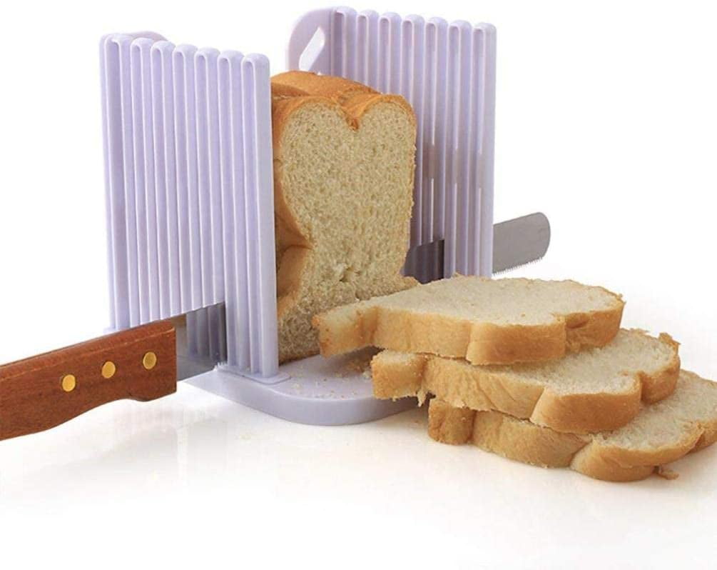 PULABO Bread Slicer,Adjustable Toast Slicer,Foldable and Customizable Loaf  Cutter with Cutting Board for Homemade Bread & Loaf Cakes Tools to 5  Thickness
