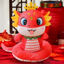 Loyerfyivos 36CM Chinese New Year Plush Snake Animals 2025 Year of The Snake Stuffed Mascot Doll Snake Plush Toys Chinese Zodiac Snake Decor for Spring Festival Lunar New Year Gifts Blessing Souvenir