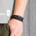 thumbnail image 4 of To My Son Man Boyfriend Husband Dear Dad Always Remember Bracelet, Trendy Simple Black Three Layered Stacked Braided Leather Bracelet Holiday Jewelry Gifts, 4 of 8