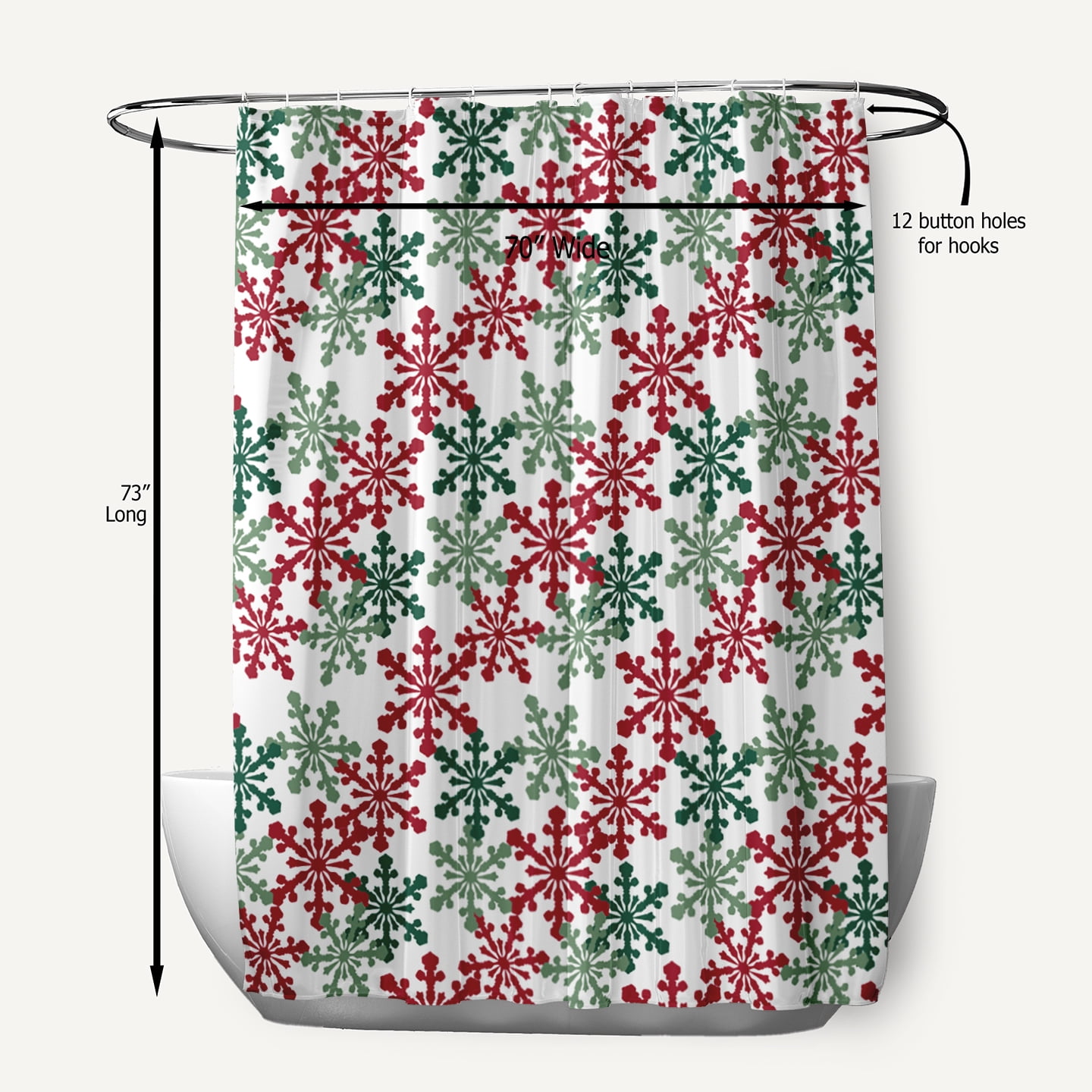 Simply Daisy 70" W x 73" L Snow Fall Polyester Shower Curtain, Haute Red [1 Ct]
