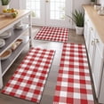 thumbnail image 2 of Red and White Plaid Pattern Kitchen Rugs Sets Of 3,Kitchen Runner Rugs Non Skid Washable,Decorative Kitchen Floor Mats for Kitchen,Sink,Laundry,17"x30"+ 17"x47" + 17"x59", 2 of 6