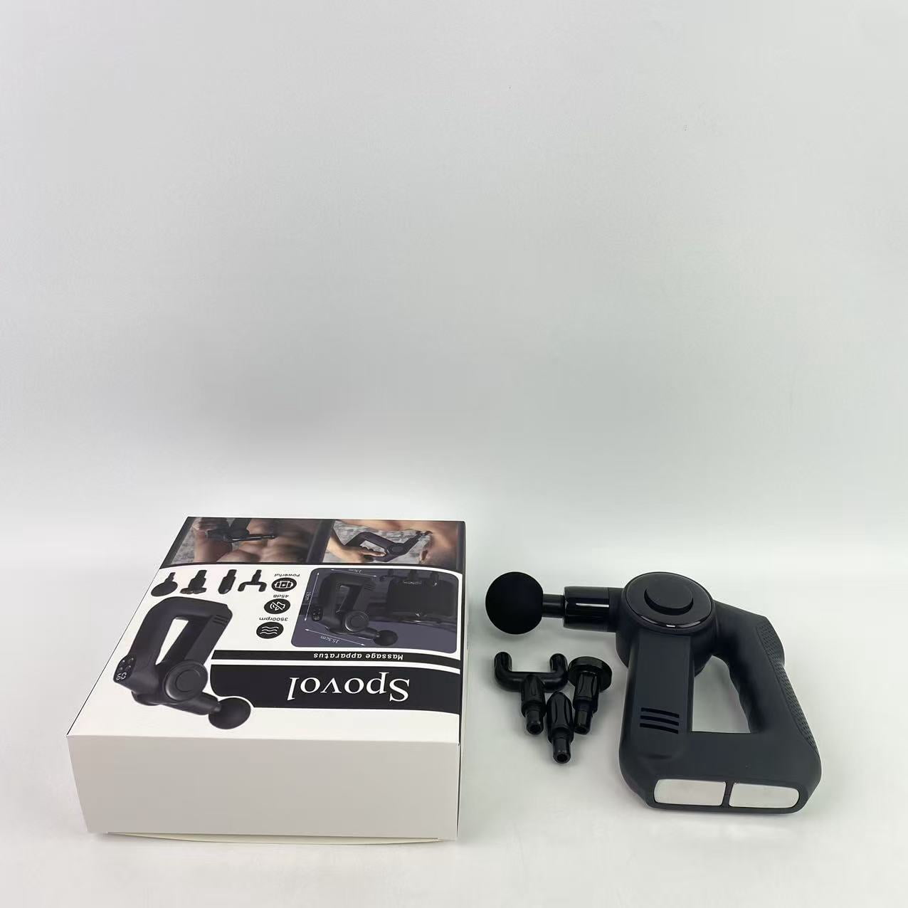 Spovol Massage apparatus,Quiet Deep Tissue Therapy Massage Gun - Bluetooth Enabled, Electric Percussion Massage Gun & Personal Massager for Pain Relief in Neck (Black - 5th Gen)