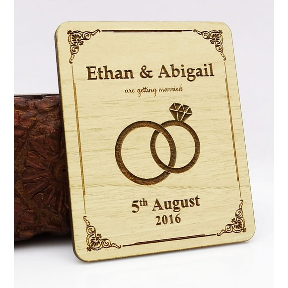 Cartes de Mariage Personnalisées pour Sauvegarder les Rendez-Vous 20 Aimants en Bois Gravés Rustiques avec Enveloppes Annonces de Mariage