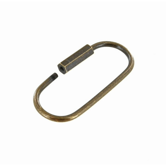 C5206 2-1/4" Antique Brass, Oval Key Ring w/ Spring, Solid Brass-LL