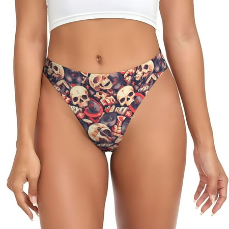 Sigee Skull rock record artist for Women s G-String Panty  Low Rise  Soft Lace Perfect for Everyday Wear or Special Occasions-4X-Large