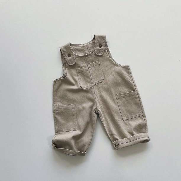 Spring Kids Overalls 1-6Y Childrens Solid Color Casual Trousers Trendy Simple Boys and Girls Straps Pants Autumn Baby Clothes