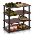 thumbnail image 2 of Furinno 4-Tier Stackable Turn-S-Tube Shoe Rack, Plastic and Wood, Dark Cherry and Black, 2 of 3