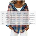 thumbnail image 2 of JGGSPWM Women's Fall Winter Denim Patchwork Plaid Hooded Jacket Denim Trimmed Button Down Long Sleeve Casual Jackets Blue XL, 2 of 4
