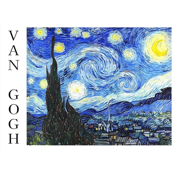 Diamond Art Kits for Adults Beginner- Van Gogh Starry Night DIY Modern Diamond Painting Kits 5D Diamond Dots Gem Art Crafts with Tools- Round Full Drill Funny Crafts for Home Wall Decor&Gift