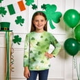 thumbnail image 2 of Girls St. Patrick's Day Shirts 3/4 Sleeve Crew Neck Print Pullover Tops Holiday Casual Loose Stylish T-Shirts (4 Years, Mint Green-B), 2 of 6