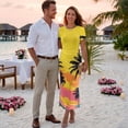 thumbnail image 3 of Chririnla Couples Matching Outfit Tropical Sunset Palm Print Luau Party Outfit for His or Her Vacation Party Bodycon Long Dress Match Mens Hawaiian Shirts for Couple Guest Clothes, 3 of 6